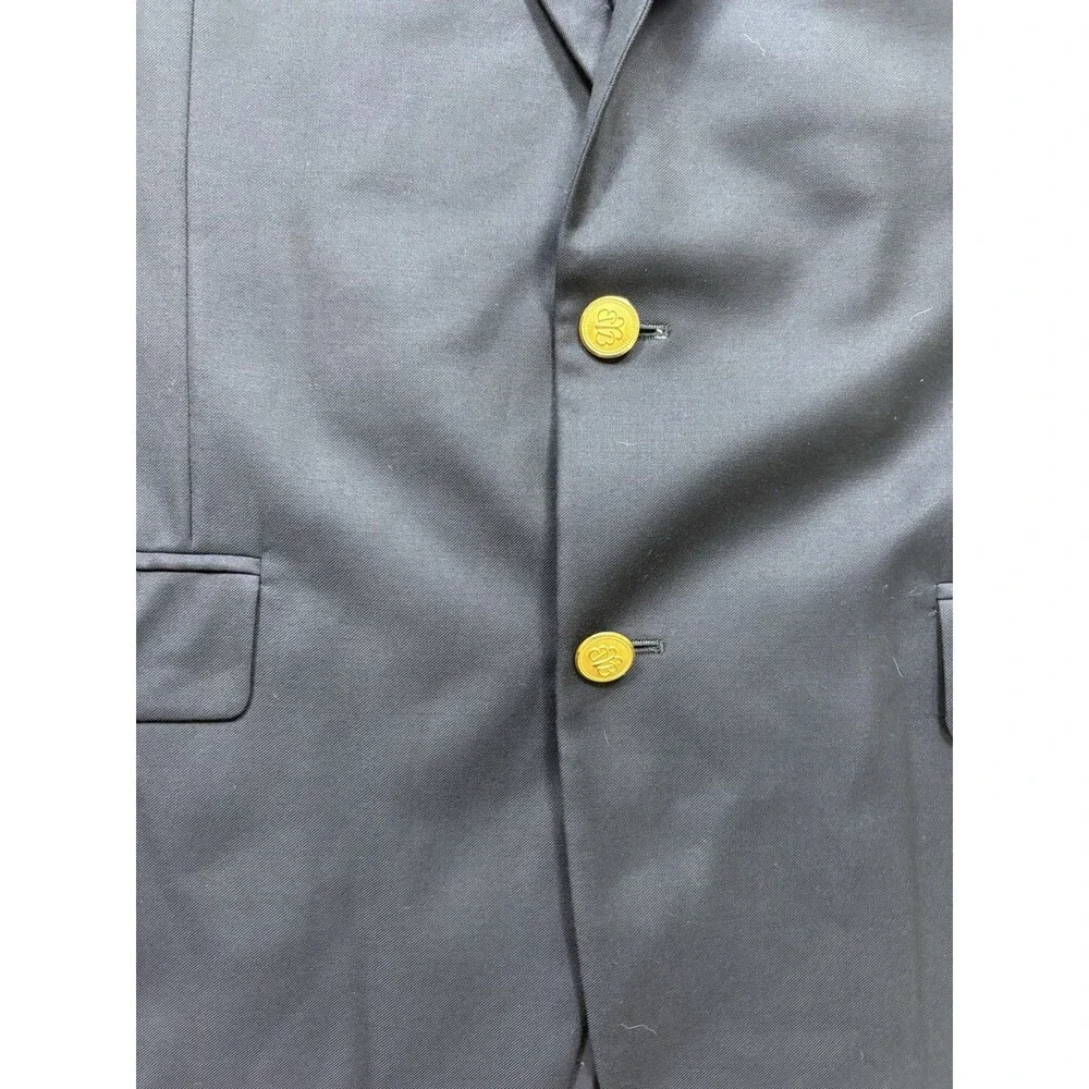 Brooks Brothers Country Club Blazer 43R Madison Saxxon Wool Gold Button Navy